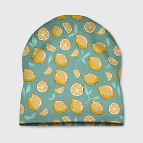 Шапка 3D с принтом Lemon , 100% полиэстер | универсальный размер, печать по всей поверхности изделия | лето | лимоны | листья | паттерн | фрукты