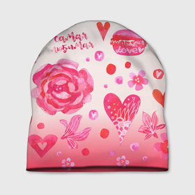 Шапка 3D с принтом Самая любимая в Курске, 100% полиэстер | универсальный размер, печать по всей поверхности изделия | кружки | любимая | макарон | макароны | макарун | пион | пионы | роза | розовое | розовый | розы | самая | сердечки | сердечко | сердца | сердце