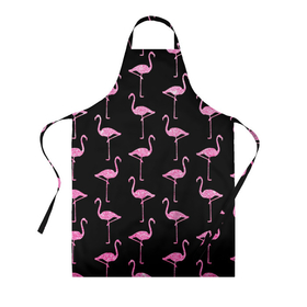 Фартук 3D с принтом Фламинго | Чёрная в Тюмени, 100% полиэстер | общий размер — 65 х 85 см, ширина нагрудника — 26 см, горловина — 53 см, длина завязок — 54 см, общий обхват в поясе — 173 см. Принт на завязках и на горловине наносится с двух сторон, на основной части фартука — только с внешней стороны | birds | drawing | fashion | feathers | flamingo | graphics | illustration | pink | stand | style | wings | youth | графика | иллюстрация | картинка | клюв | красивые | крылья | мода | молодежная | перья | птицы | рисунок | розовый | стиль | стоят