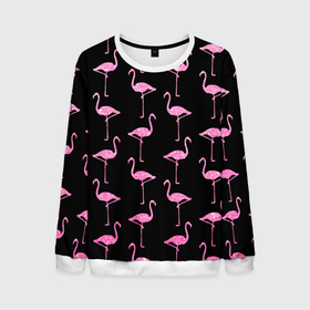 Мужской свитшот 3D с принтом Фламинго | Чёрная в Екатеринбурге, 100% полиэстер с мягким внутренним слоем | круглый вырез горловины, мягкая резинка на манжетах и поясе, свободная посадка по фигуре | birds | drawing | fashion | feathers | flamingo | graphics | illustration | pink | stand | style | wings | youth | графика | иллюстрация | картинка | клюв | красивые | крылья | мода | молодежная | перья | птицы | рисунок | розовый | стиль | стоят