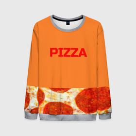Мужской свитшот 3D с принтом Pizza в Курске, 100% полиэстер с мягким внутренним слоем | круглый вырез горловины, мягкая резинка на манжетах и поясе, свободная посадка по фигуре | Тематика изображения на принте: еда. | пепперони | пицца