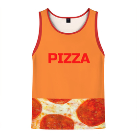 Мужская майка 3D с принтом Pizza в Курске, 100% полиэстер | круглая горловина, приталенный силуэт, длина до линии бедра. Пройма и горловина окантованы тонкой бейкой | еда. | пепперони | пицца