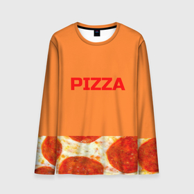 Мужской лонгслив 3D с принтом Pizza в Екатеринбурге, 100% полиэстер | длинные рукава, круглый вырез горловины, полуприлегающий силуэт | еда. | пепперони | пицца
