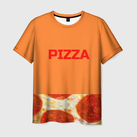 Мужская футболка 3D с принтом Pizza в Курске, 100% полиэфир | прямой крой, круглый вырез горловины, длина до линии бедер | Тематика изображения на принте: еда. | пепперони | пицца