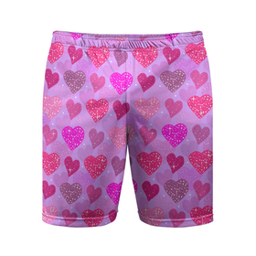 Мужские шорты спортивные с принтом Розовые сердечки в Петрозаводске,  |  | 14 февраля | 8 марта | love | девочки | день святого валентина | женская | любовь | подружке | сердечки