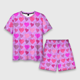 Мужской костюм с шортами 3D с принтом Розовые сердечки ,  |  | 14 февраля | 8 марта | love | девочки | день святого валентина | женская | любовь | подружке | сердечки