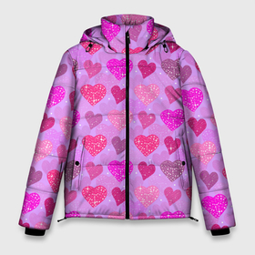 Мужская зимняя куртка 3D с принтом Розовые сердечки в Санкт-Петербурге, верх — 100% полиэстер; подкладка — 100% полиэстер; утеплитель — 100% полиэстер | длина ниже бедра, свободный силуэт Оверсайз. Есть воротник-стойка, отстегивающийся капюшон и ветрозащитная планка. 

Боковые карманы с листочкой на кнопках и внутренний карман на молнии. | 14 февраля | 8 марта | love | девочки | день святого валентина | женская | любовь | подружке | сердечки