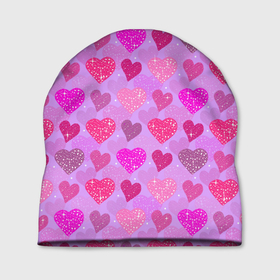 Шапка 3D с принтом Розовые сердечки в Новосибирске, 100% полиэстер | универсальный размер, печать по всей поверхности изделия | 14 февраля | 8 марта | love | девочки | день святого валентина | женская | любовь | подружке | сердечки