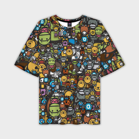 Мужская футболка OVERSIZE 3D с принтом смайл мордочки ,  |  | emoji | настроение | позитив | смайлики | смайлы | стикеры | текстура смайл | улыбки | фон смайл | эмодзи