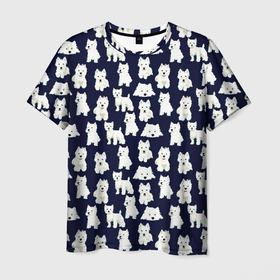 Мужская футболка 3D с принтом Собаки Пушистики в Новосибирске, 100% полиэфир | прямой крой, круглый вырез горловины, длина до линии бедер | love | арт | день валентина | день святого | день святого валентина | любовь | много собак | порода | породистые | породистые собаки | породы собак | собака | собаки