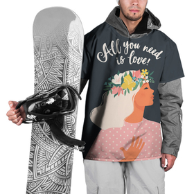 Накидка на куртку 3D с принтом all you need is love в Курске, 100% полиэстер |  | 8 марта | весна | девушке | женский | мама | подарок | тренд | феминизм | цветы