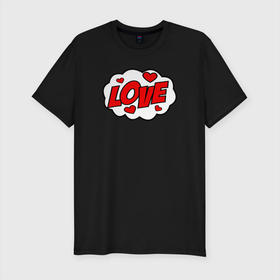 Мужская футболка хлопок Slim с принтом Love в Новосибирске, 92% хлопок, 8% лайкра | приталенный силуэт, круглый вырез ворота, длина до линии бедра, короткий рукав | 14 февраля | i love you | love is | валентин | день святого | любовь | надпись | наука | сердце | таблица | текст | химия | я тебя люблю