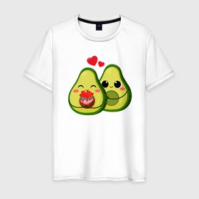 Мужская футболка хлопок с принтом Семья авокадо в Курске, 100% хлопок | прямой крой, круглый вырез горловины, длина до линии бедер, слегка спущенное плечо. | 14 февраля | авокадинки | день всех влюбленных | любовь | парные