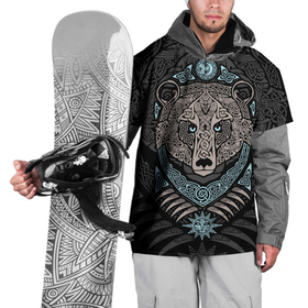 Накидка на куртку 3D с принтом Медведь , 100% полиэстер |  | bear | braid | celtic | ornament | pattern | sacred signs | scandinavian | slavic | кельтский | медведь | орнамент | плетенка | сакральные знаки | скандинавский | славянский | узор