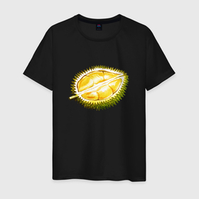 Мужская футболка хлопок с принтом Дуриан в Курске, 100% хлопок | прямой крой, круглый вырез горловины, длина до линии бедер, слегка спущенное плечо. | драконфрукт | еда | желтый | сладкий | фрукт