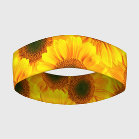 Повязка на голову 3D с принтом Принт подсолнухи желтый в Кировске,  |  | желтый | лето | подсолнухи | солнце | цветение | цветы