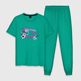 Мужская пижама хлопок с принтом Рак в Тюмени, 100% хлопок | брюки и футболка прямого кроя, без карманов, на брюках мягкая резинка на поясе и по низу штанин
 | астрология | знаки зодиака | зодиак | созвездие | фиолетовый | цикл