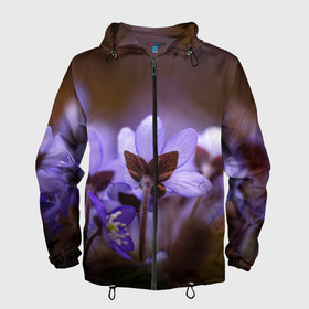Мужская ветровка 3D с принтом хрупкий цветок фиалка в Петрозаводске, 100% полиэстер | подол и капюшон оформлены резинкой с фиксаторами, два кармана без застежек по бокам, один потайной карман на груди | flowers | весна | лиловый | макро | нежный | природа | рост | свежесть | сиреневый | фиолетовый | хрупкий | цветик | цветок | цветочек | цветы