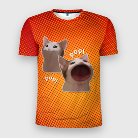 Мужская футболка 3D спортивная с принтом Cat Pop (Мем) , 100% полиэстер с улучшенными характеристиками | приталенный силуэт, круглая горловина, широкие плечи, сужается к линии бедра | art | cat | mem | meme | memes | music | pop | retro | style | арт | буп | кот | котенок | котик | котэ | мем | мемы | музыка | ретро