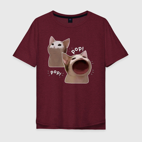 Мужская футболка хлопок Oversize с принтом Cat Pop - Мем , 100% хлопок | свободный крой, круглый ворот, “спинка” длиннее передней части | Тематика изображения на принте: art | cat | mem | meme | memes | music | pop | retro | style | арт | буп | кот | котенок | котик | котэ | мем | мемы | музыка | ретро