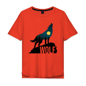 Мужская футболка хлопок Oversize с принтом Волк , 100% хлопок | свободный крой, круглый ворот, “спинка” длиннее передней части | wolf | волк | звезды | лес | луна | ночь