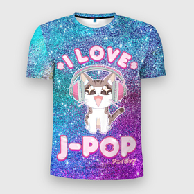 Мужская футболка 3D спортивная с принтом I Love Cat Pop в Белгороде, 100% полиэстер с улучшенными характеристиками | приталенный силуэт, круглая горловина, широкие плечи, сужается к линии бедра | Тематика изображения на принте: cat | dj | i love | love | pop | в наушниках | глаза | диджей | кот | котенок | котик | лав | люблю | любовь | музыка | музыкант | мяу | наушники | певец | петь | поп | попса | популярный | хвост | японский