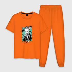 Мужская пижама хлопок с принтом Little Nightmares в Новосибирске, 100% хлопок | брюки и футболка прямого кроя, без карманов, на брюках мягкая резинка на поясе и по низу штанин
 | little nightmares | брызги | игра | краска | литл найтмер | персонаж | хоррор