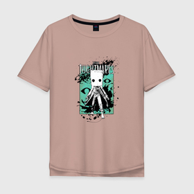 Мужская футболка хлопок Oversize с принтом Little Nightmares в Санкт-Петербурге, 100% хлопок | свободный крой, круглый ворот, “спинка” длиннее передней части | little nightmares | брызги | игра | краска | литл найтмер | персонаж | хоррор