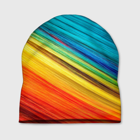 Шапка 3D с принтом цветной мех диагональ в Екатеринбурге, 100% полиэстер | универсальный размер, печать по всей поверхности изделия | волокна | геометрия | диагональ | краски | мех | полоски | полосы | радуга | текстура | цвета | яркий