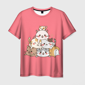 Мужская футболка 3D с принтом Игривые кошки в Кировске, 100% полиэфир | прямой крой, круглый вырез горловины, длина до линии бедер | кошка королева | кошки | кошки love | с кошками | хитрая кошка