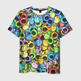 Мужская футболка 3D с принтом Цветные Поп Котики в Белгороде, 100% полиэфир | прямой крой, круглый вырез горловины, длина до линии бедер | cat | pop | popping | wide mouthed | кот | котёнок | котик | кошка | паттерн | радуга | рот