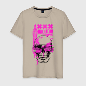 Мужская футболка хлопок с принтом Skull Hooligan , 100% хлопок | прямой крой, круглый вырез горловины, длина до линии бедер, слегка спущенное плечо. | art | body | bones | dead | drawing | face | graffiti | head | hooligan | roses | skeleton | skul | skull | ад | арт | голова | граффити | зло | кости | лицо | металл | очки | розы | рок | скелет | скул | скулл | три черепа | т
