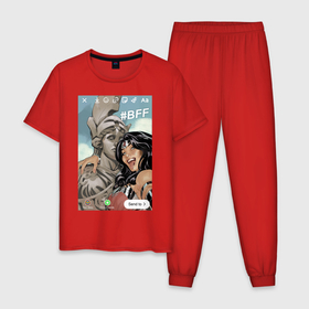 Мужская пижама хлопок с принтом WONDER WOMAN Storys в Тюмени, 100% хлопок | брюки и футболка прямого кроя, без карманов, на брюках мягкая резинка на поясе и по низу штанин
 | dc | dc comics | instagram story | justice league | stories | superhero | warner | wonder woman | диси | инстаграм истории | истории | комиксы | лига справедливости | сторис | супергерой | чудо женщина