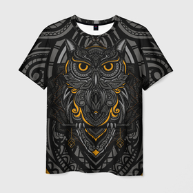 Мужская футболка 3D с принтом Рисунок сова в Рязани, 100% полиэфир | прямой крой, круглый вырез горловины, длина до линии бедер | animal | art | head | owl | абстракция | арт | голова | животные | орнамент | рисунок | сова