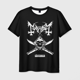 Мужская футболка 3D с принтом Mayhem в Новосибирске, 100% полиэфир | прямой крой, круглый вырез горловины, длина до линии бедер | mayhem | rock | мейхем | метал | мэйхем | рок