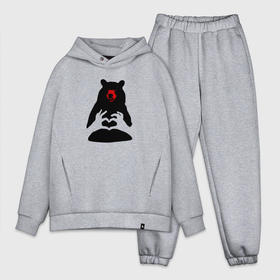 Мужской костюм хлопок OVERSIZE с принтом Mishka в Санкт-Петербурге,  |  | animal | bear | girl | love | голова | животное | животные | зверь | любовь | медведь | михаил | миша | мишка | сердечко | сердце | хищник