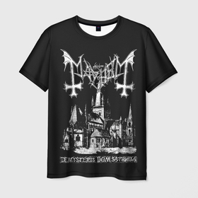 Мужская футболка 3D с принтом Mayhem в Кировске, 100% полиэфир | прямой крой, круглый вырез горловины, длина до линии бедер | black | mayhem | metal | music | rock | skull | блэк | гитара | группа | метал | музыка | рок | череп | электрогитара
