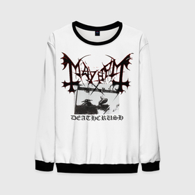 Мужской свитшот 3D с принтом Mayhem в Новосибирске, 100% полиэстер с мягким внутренним слоем | круглый вырез горловины, мягкая резинка на манжетах и поясе, свободная посадка по фигуре | black | mayhem | metal | music | rock | skull | блэк | гитара | группа | метал | музыка | рок | череп | электрогитара