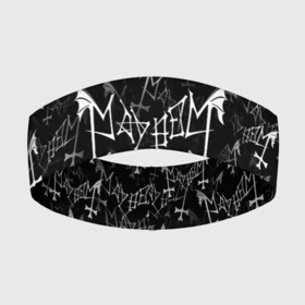 Повязка на голову 3D с принтом Mayhem в Тюмени,  |  | black | death | metal | rock | блэк | майхем | мейхем | метал | паттерн