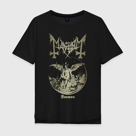 Мужская футболка хлопок Oversize с принтом MAYHEM в Новосибирске, 100% хлопок | свободный крой, круглый ворот, “спинка” длиннее передней части | black metal | mayhem | блэк метал | группа | мейхем | метал | рок