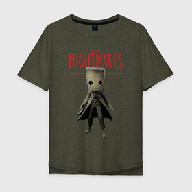 Мужская футболка хлопок Oversize с принтом Little Nightmares в Тюмени, 100% хлопок | свободный крой, круглый ворот, “спинка” длиннее передней части | little nightmares | игра | страшилка | страшная игра | ужас | хоррор