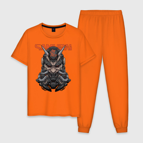 Мужская пижама хлопок с принтом SAMURAI Cyberpunk 2077 в Белгороде, 100% хлопок | брюки и футболка прямого кроя, без карманов, на брюках мягкая резинка на поясе и по низу штанин
 | cyberpunk 2077 | hacker | maelstrom | militech | quadra | samurai | sci fi | technology | trauma team | v | будущее | игра | иероглифы | киану ривз | кибер | киберпанк | киборг | киборги | корпорация | лого | милитек | панк | роботы | самурай | т