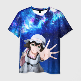 Мужская футболка 3D с принтом Маюри Шиина , 100% полиэфир | прямой крой, круглый вырез горловины, длина до линии бедер | mayuri shiina | steinsgate | аниме девушка в платье | звезды | маюри | небо | свечение