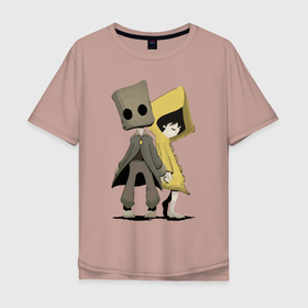 Мужская футболка хлопок Oversize с принтом Little Nightmares  в Тюмени, 100% хлопок | свободный крой, круглый ворот, “спинка” длиннее передней части | little nightmares | игра | страшилка | страшная игра | ужас | хоррор