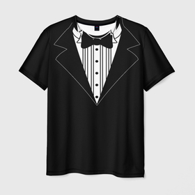 Мужская футболка 3D с принтом Смокинг 2 в Кировске, 100% полиэфир | прямой крой, круглый вырез горловины, длина до линии бедер | Тематика изображения на принте: мужчинам | популярное | свадебные смокинги и платья | свадьба | смокинг