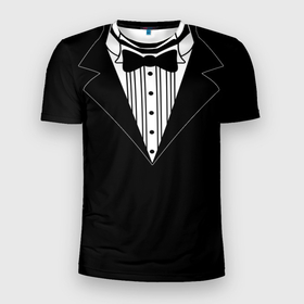 Мужская футболка 3D спортивная с принтом Смокинг 2 в Екатеринбурге, 100% полиэстер с улучшенными характеристиками | приталенный силуэт, круглая горловина, широкие плечи, сужается к линии бедра | мужчинам | популярное | свадебные смокинги и платья | свадьба | смокинг