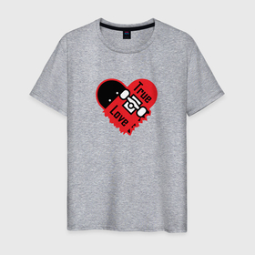 Мужская футболка хлопок с принтом Настоящая Любовь (Скейтборд) в Тюмени, 100% хлопок | прямой крой, круглый вырез горловины, длина до линии бедер, слегка спущенное плечо. | Тематика изображения на принте: любовь | надпись | настоящая любовь | сердце | скейтборд