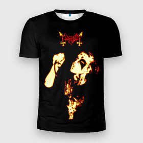 Мужская футболка 3D спортивная с принтом Mayhem в Белгороде, 100% полиэстер с улучшенными характеристиками | приталенный силуэт, круглая горловина, широкие плечи, сужается к линии бедра | Тематика изображения на принте: daemon | mayhem | metall | metallica | rock | блек метал | блэк метал | логотипы рок групп | майхем | мейхем | металл | металлика | музыка | норвежский | рок группы | рокерские | тяжелая музыка | тяжелый металл