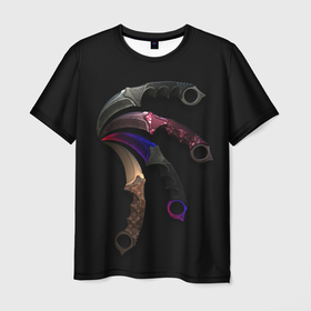 Мужская футболка 3D с принтом CS Ножи Керамбит разных расцветок в Курске, 100% полиэфир | прямой крой, круглый вырез горловины, длина до линии бедер | counter strike | cs go | контер страйк | контра | кс го | ксго | оружие | пушки | скины