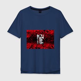 Мужская футболка хлопок Oversize с принтом Клинок рассекающий демонов в Екатеринбурге, 100% хлопок | свободный крой, круглый ворот, “спинка” длиннее передней части | kimetsu no yaiba | аниме | демоны | клинок рассекающий демонов | манга | нэдзуко | тандзиро